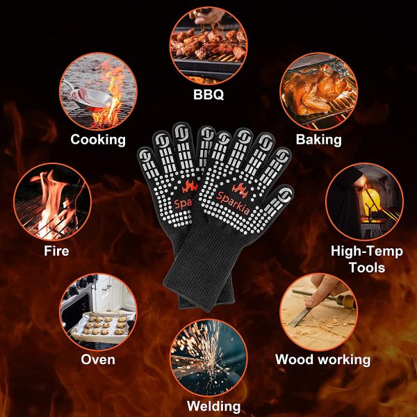 Sparkia Oven Gloves 1472?H 800?? Extreme Heat Resistant - Washable Grilling Gloves with Long Wrist Protect and Non-Slip Silicone,Multi-purpose Gloves for barbecue Cooking Grill Microwave BBQ Grill Welding Smoke - Image 5