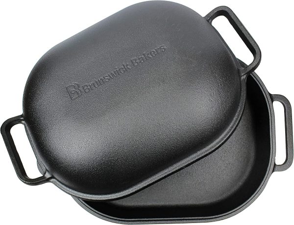 Pre-Seasoned Cast Iron Bread Baking Pan, Size 39 x 26 cm Black