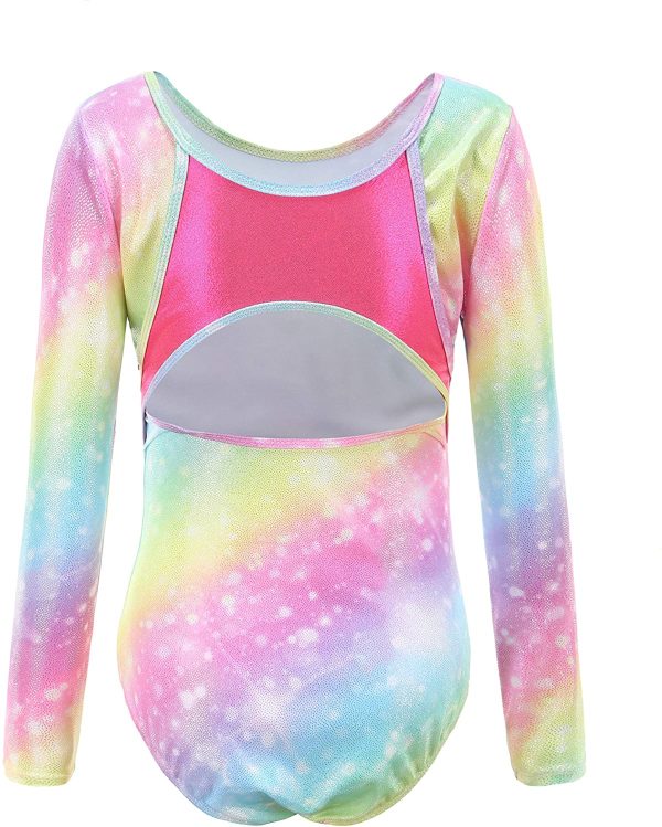 Sinoeem Gymnastics Leotards for Girls Sleeve/Sleeveless Rainbow Gradient Ballet Dancewea for 3-12 Years - Image 2