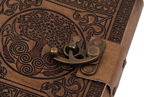 Leather Journal Handmade by DreamKeeper - Celtic Embossed Travel Journal - Original Antique Tree of Life Design - Plain Paper Notepad - Beautifully Crafted Note Book to Gift Or Share Life's Adventures - Image 8