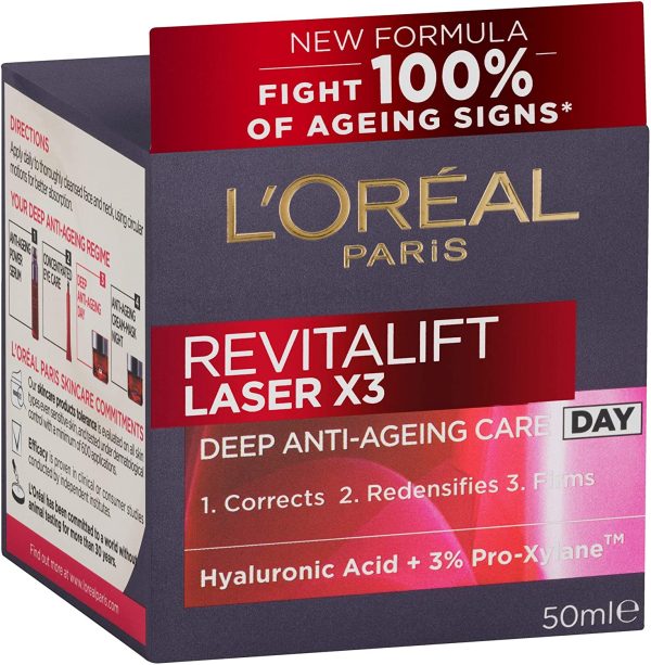 L'Or??al Paris Revitalift Laser X3 Re-Densifying Anti-Ageing Day Moisturiser, with Pro-Xylane, Dermatologically Tested, 50ml - Image 2