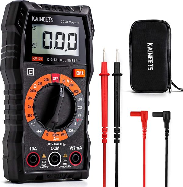 KAIWEETS Multimeter 2000 Counts Digital Multimeter with DC AC Voltmeter, Ohm Volt Amp Test Meter and Continuity Test Diode Voltage Tester