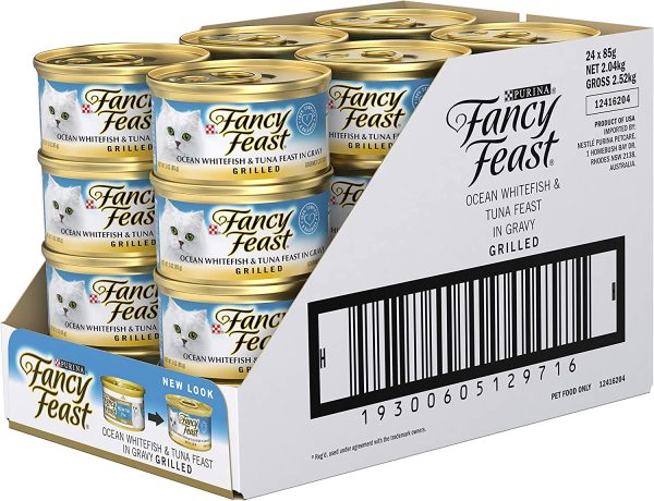 Fancy Feast Grilled Ocean Whitefish & Tuna in Gravy Wet Cat Food, Adult, 24X85g - Image 5