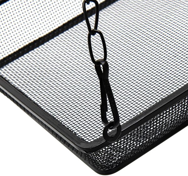 Ivymore Square Hanging Bird Feeder with 4 Chains and Hook - Heavy Duty Lightweight Black Coated Metal Wire Mesh Tray Dish for Wild Bird Seed Feeding - Complete with Plastic Soda Bottle Feeder - Image 5