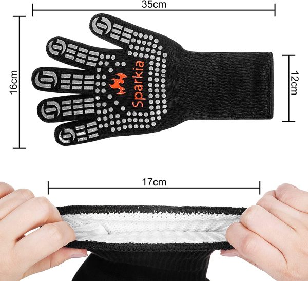 Sparkia Oven Gloves 1472?H 800?? Extreme Heat Resistant - Washable Grilling Gloves with Long Wrist Protect and Non-Slip Silicone,Multi-purpose Gloves for barbecue Cooking Grill Microwave BBQ Grill Welding Smoke - Image 2