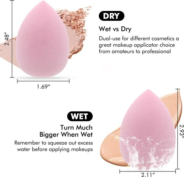 SEYMAYKA ? Dream Beauty Makeup Blender Sponges, Dry & Wet Blending Sponges 2pcs Professional Beauty Makeup Set - Image 5