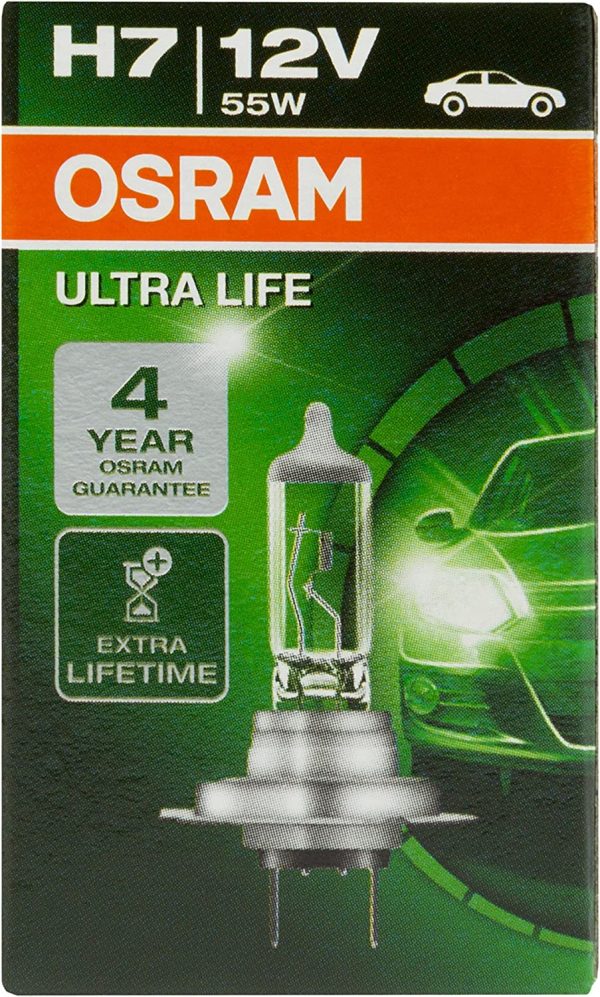 OSRAM 64210ULT ULTRA LIFE H7, halogen headlamp, 64210ULT, 12 V passenger car, folding carton box (1 unit) - Image 3