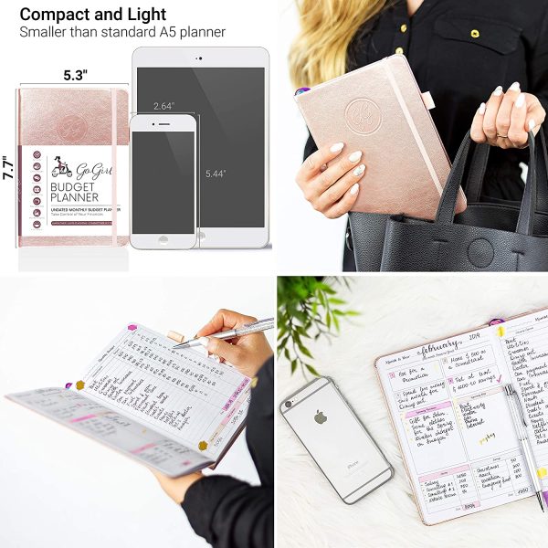 GoGirl Budget Planner - Monthly Financial Planner Organizer Budget Book. Expense Tracker Notebook Journal to Control Your Money. Undated - Start Any Time, 5.3" x 7.7", Lasts 1 Year Compact (5.3" x 7.7") - Smaller than A5 Black - Image 2