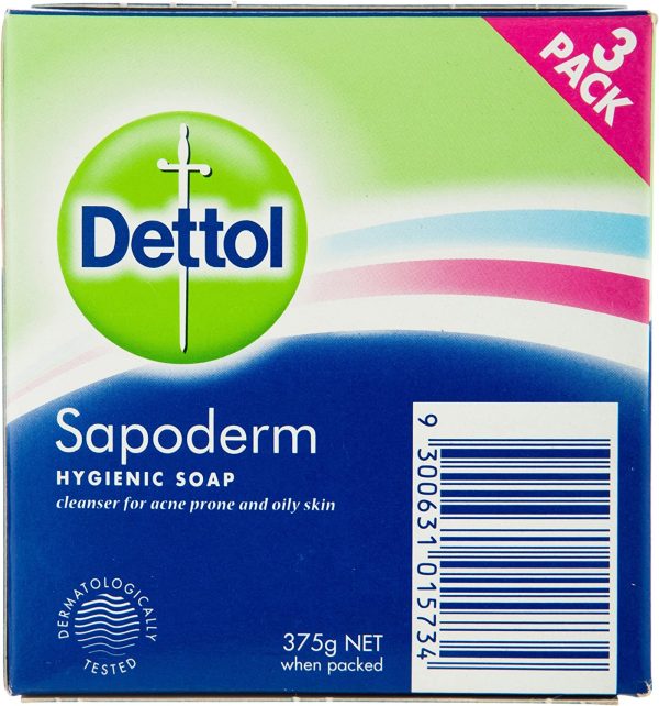 Dettol Sapoderm Hygienic Soap for Acne Prone and Oily Skin 3 Pack - Image 4