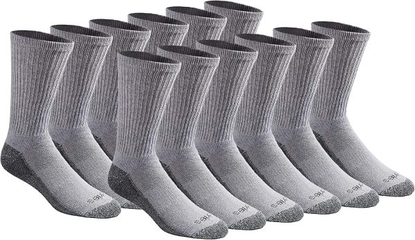 Dickies mens Dri-tech Moisture Control Crew Multipack Casual Sock, Grey (12 Pairs), 5 9 US - Image 2