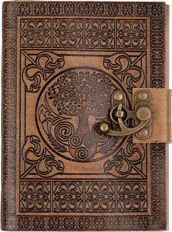 Leather Journal Handmade by DreamKeeper - Celtic Embossed Travel Journal - Original Antique Tree of Life Design - Plain Paper Notepad - Beautifully Crafted Note Book to Gift Or Share Life's Adventures - Image 7