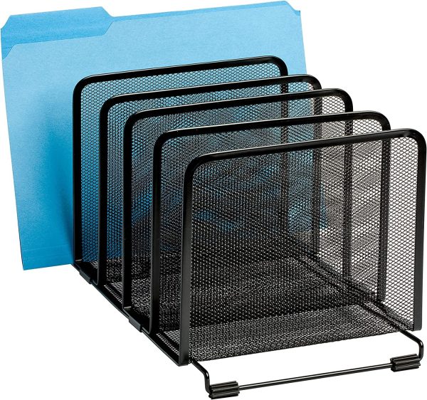 Rolodex Mesh Collection Stacking Sorter, 5-Section, Black (22141) - Image 3