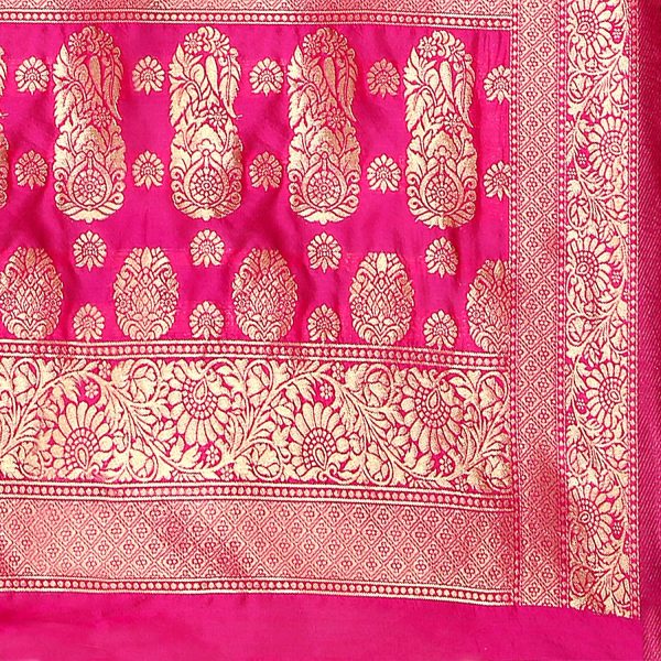 Sidhidata Textile Women's Kanjivaram Banarasi Jacquard Silk Saree With Blouse Piece (Silk Keri Pink_Pink_Free Size), Pink, Free Size - Image 6