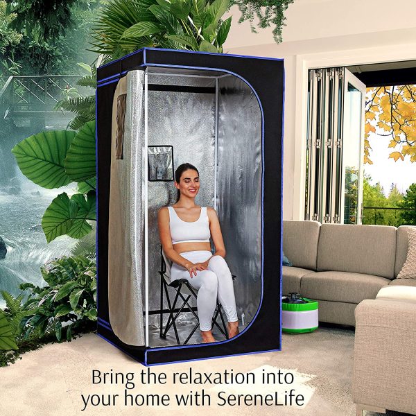 SereneLife SLISAU35BK Full Size Portable Steam Sauna ?CPersonal Home Spa, with Remote Control, Foldable Chair, Timer - Image 6