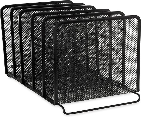 Rolodex Mesh Collection Stacking Sorter, 5-Section, Black (22141) - Image 2